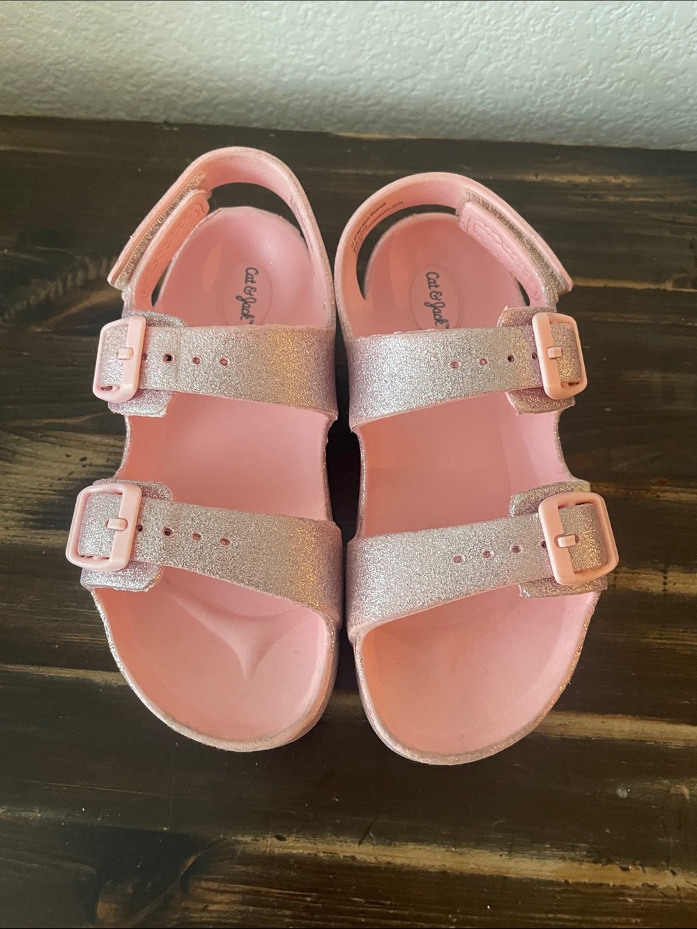 Cat & Jack Pink Glitter Buckle Sandals for Kids